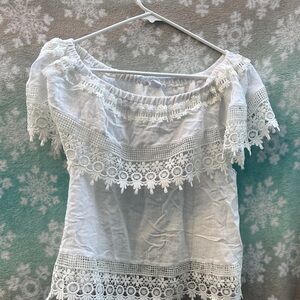 Love Riche White Lace Off-Shoulder Blouse